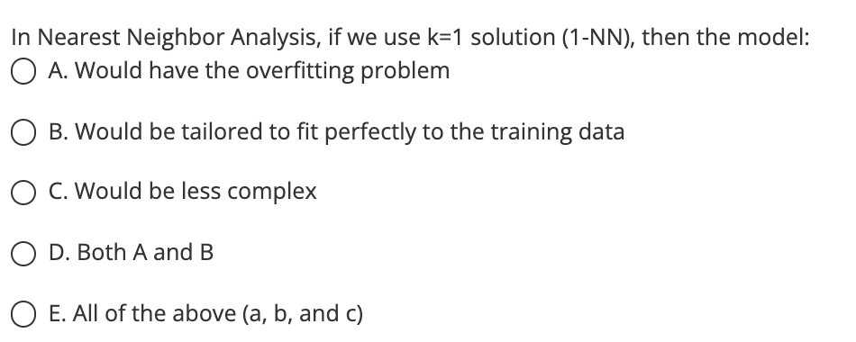 Solved In Nearest Neighbor Analysis, If We Use K=1 Solution | Chegg.com