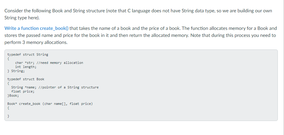 Solved Consider the following Book and String structure | Chegg.com