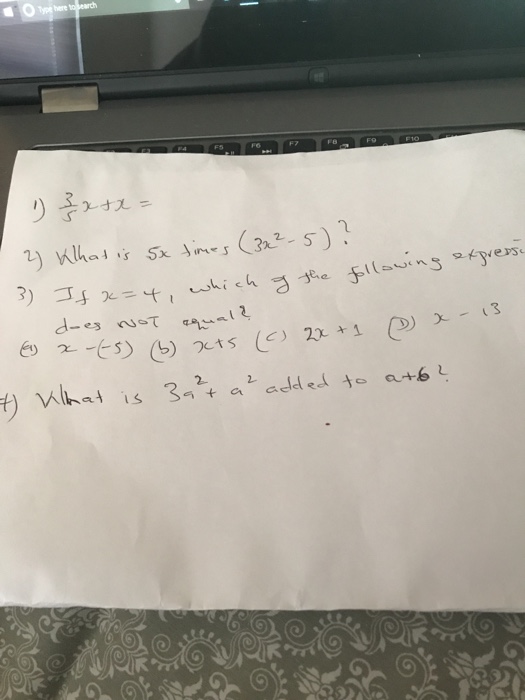 Solved 3 5 X X What Is 5x Times 3x 2 5 If X 4 Chegg