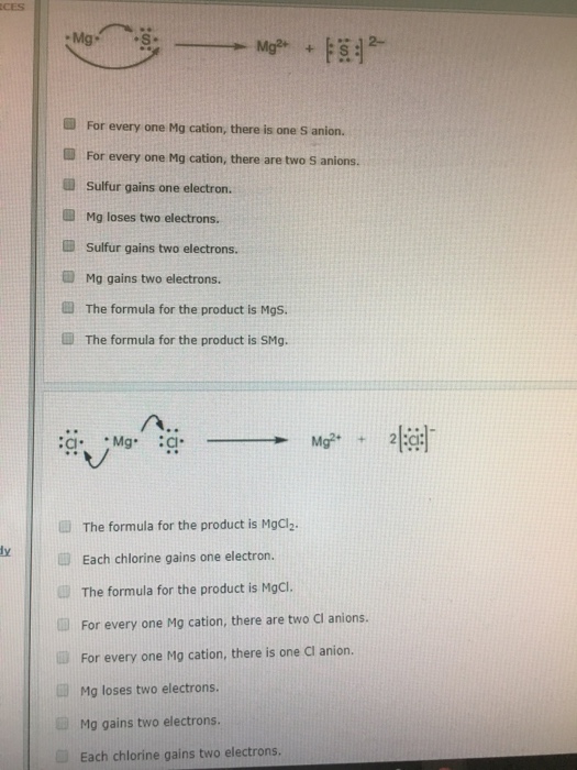 Solved CES For every one Mg cation, there is one s anion. | Chegg.com