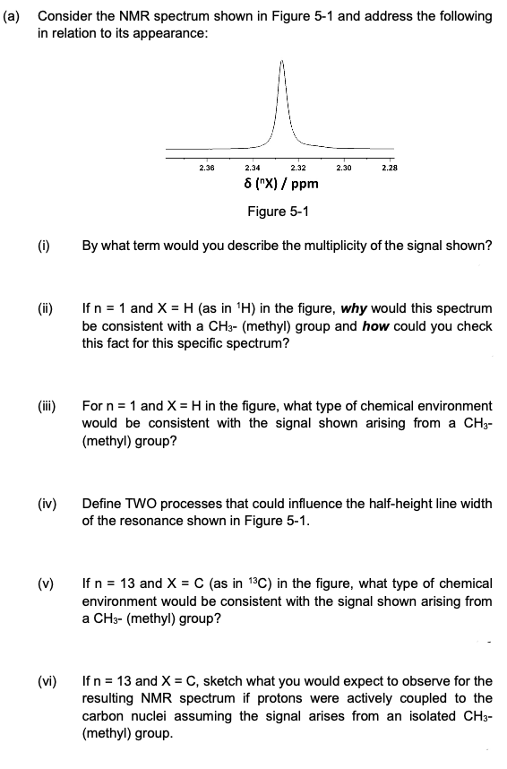 Solved A Consider The Nmr Spectrum Shown In Figure 5 1 And 3021