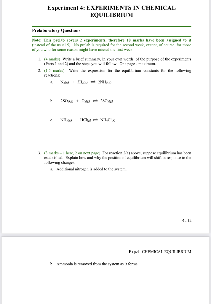 experiment 4 chemical equilibrium