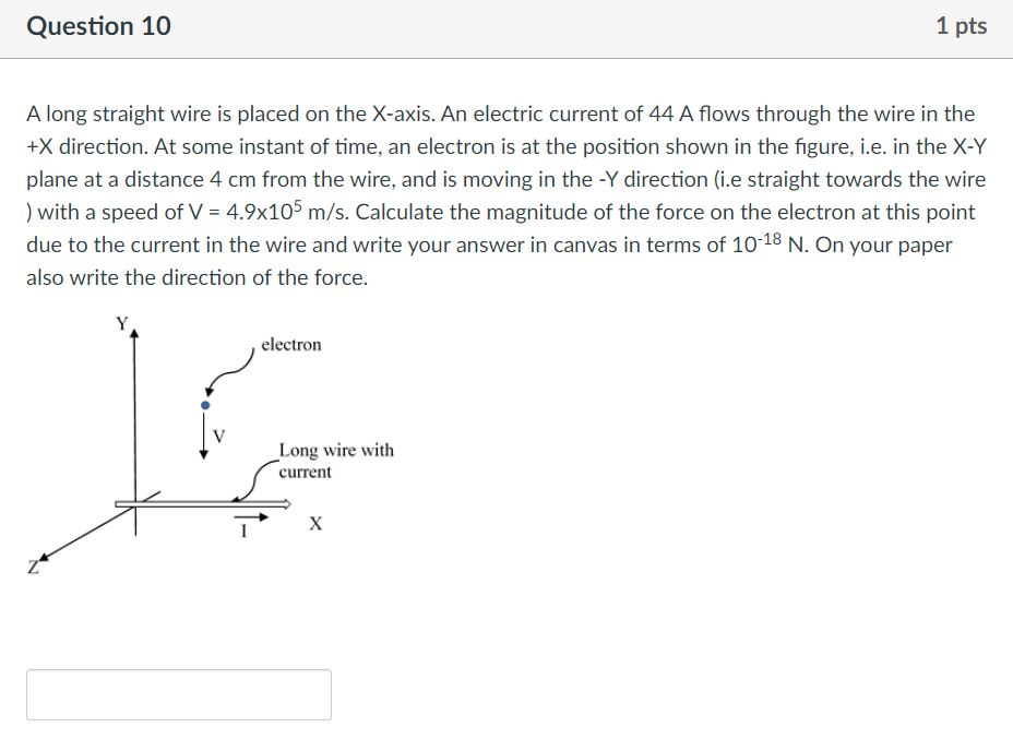 Solved A long straight wire is placed on the X-axis. An | Chegg.com