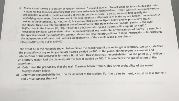 Trains X and Y arrive at a station at random between | Chegg.com