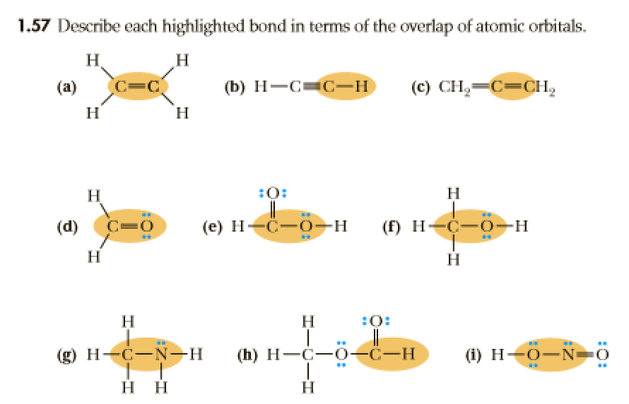 Solved 1.57 Describe each highlighted bond in terms of the | Chegg.com
