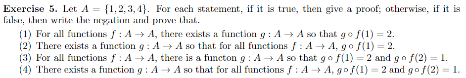 Solved Exercise 5. Let A = {1,2,3,4}. For each statement, if | Chegg.com