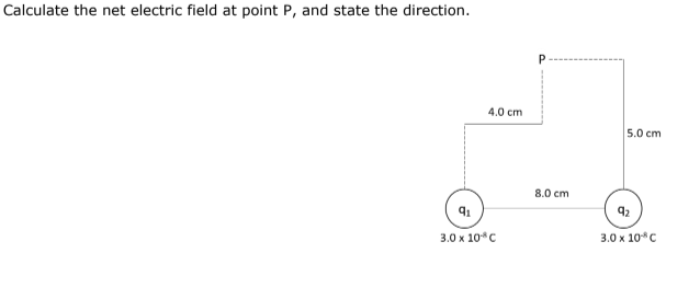 Solved Calculate the net electric field at point P, and | Chegg.com