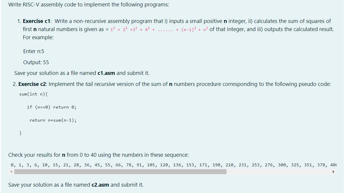 Solved Write RISC-V Assembly Code To Implement The Following | Chegg.com