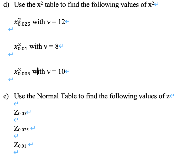 Solved A Use The F Table To Find The Following Values Of Chegg Com