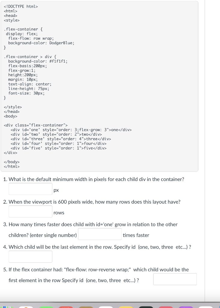 Solved 1. What is the default minimum width in pixels for Chegg