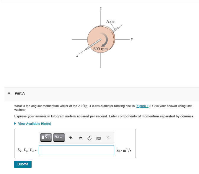Solved Part AWhat is ﻿the angular momentum vector of ﻿the | Chegg.com