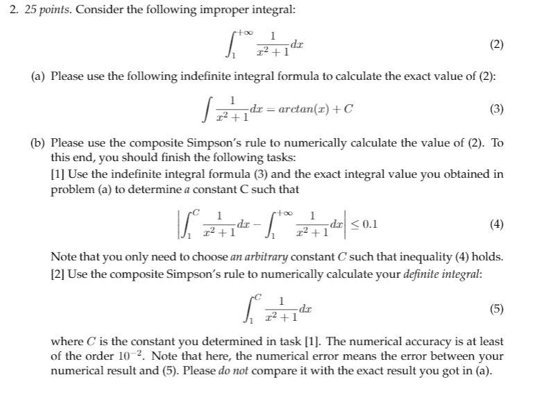 Solved 2. 25 points. Consider the following improper | Chegg.com