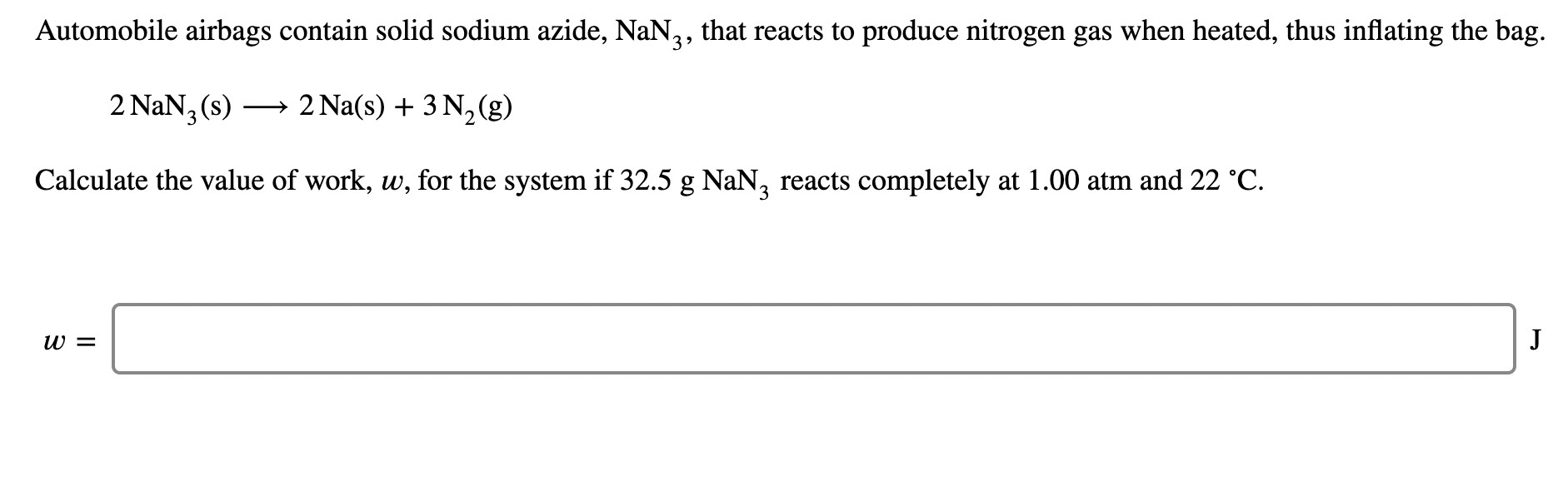 Solved Automobile airbags contain solid sodium azide, NaNz,