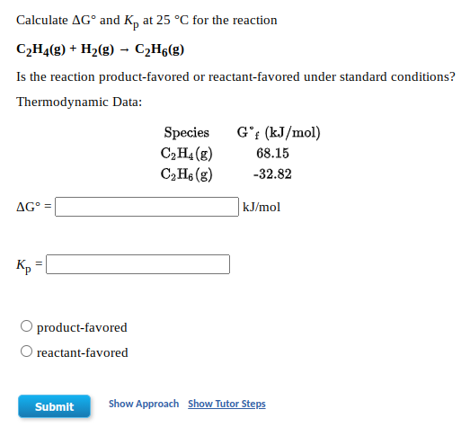 Solved Calculate AG and Kp at 25 C for the reaction Chegg