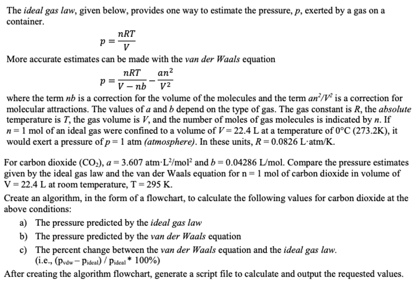 Solved The ideal gas law, given below, provides one way to | Chegg.com