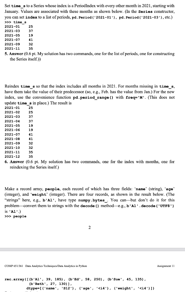 Solved Set time_s to a Series whose index is a PeriodIndex | Chegg.com