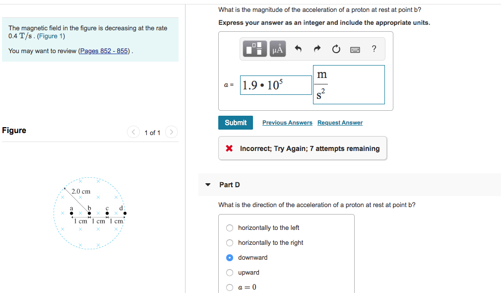 Solved What is the magnitude of the acceleration of a proton | Chegg.com