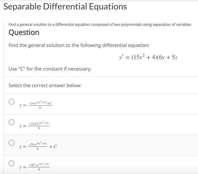 Solved Separable Differential Equations Find a general | Chegg.com