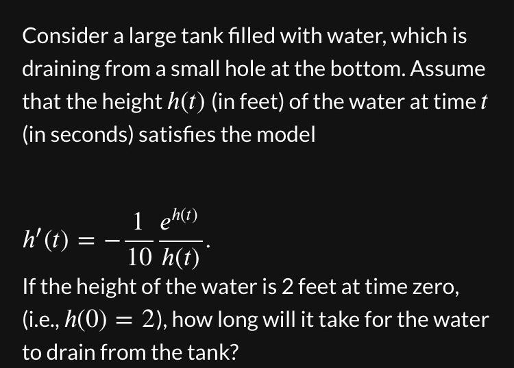 Solved Consider a large tank filled with water, which is