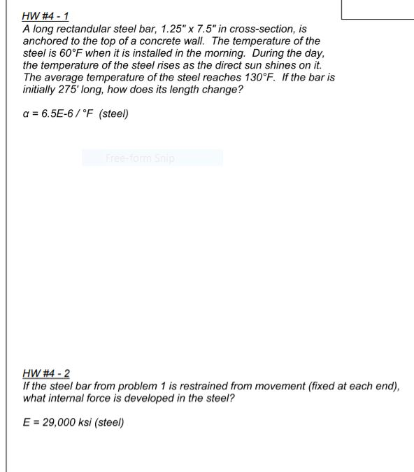 Solved Hw #4 - 1 A Long Rectandular Steel Bar, 1.25