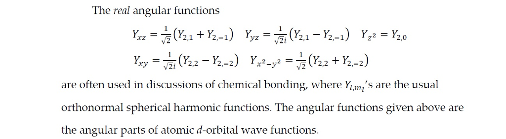 Solved The real angular functions Y22 -Y2 V2i , are often | Chegg.com