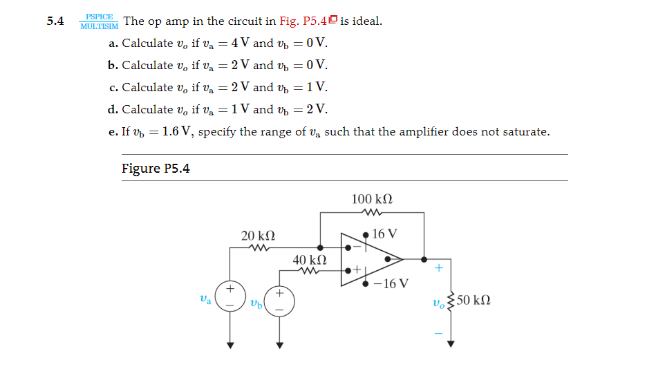 Solved 5 4 Multisim The Op Amp In The Circuit In Fig P5 Chegg Com