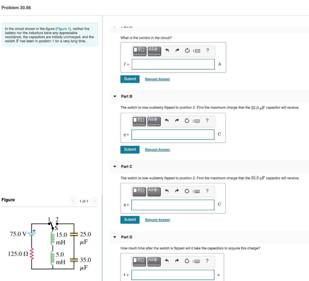 Solved Problem 30.66 In the circuit shown in the figure | Chegg.com