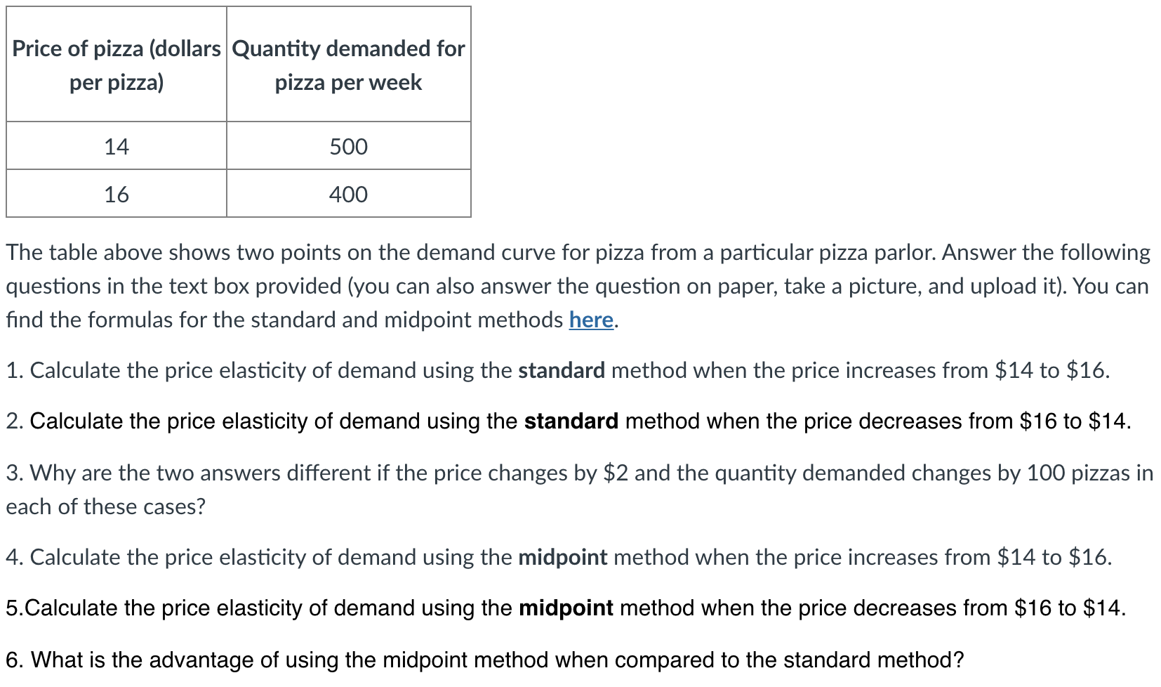 Solved Price of pizza (dollars Quantity demanded for per
