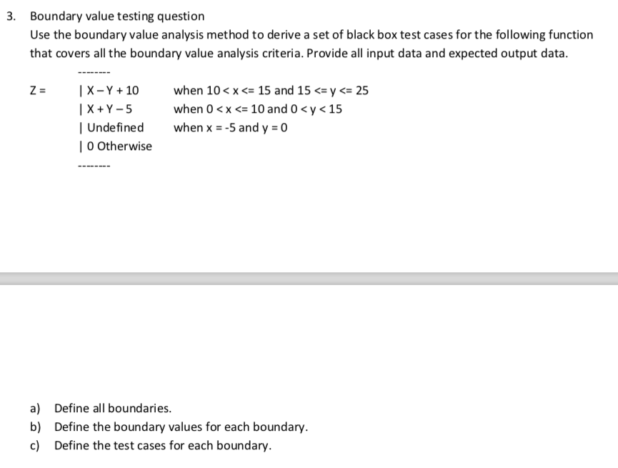Solved Boundary value testing question Use the boundary