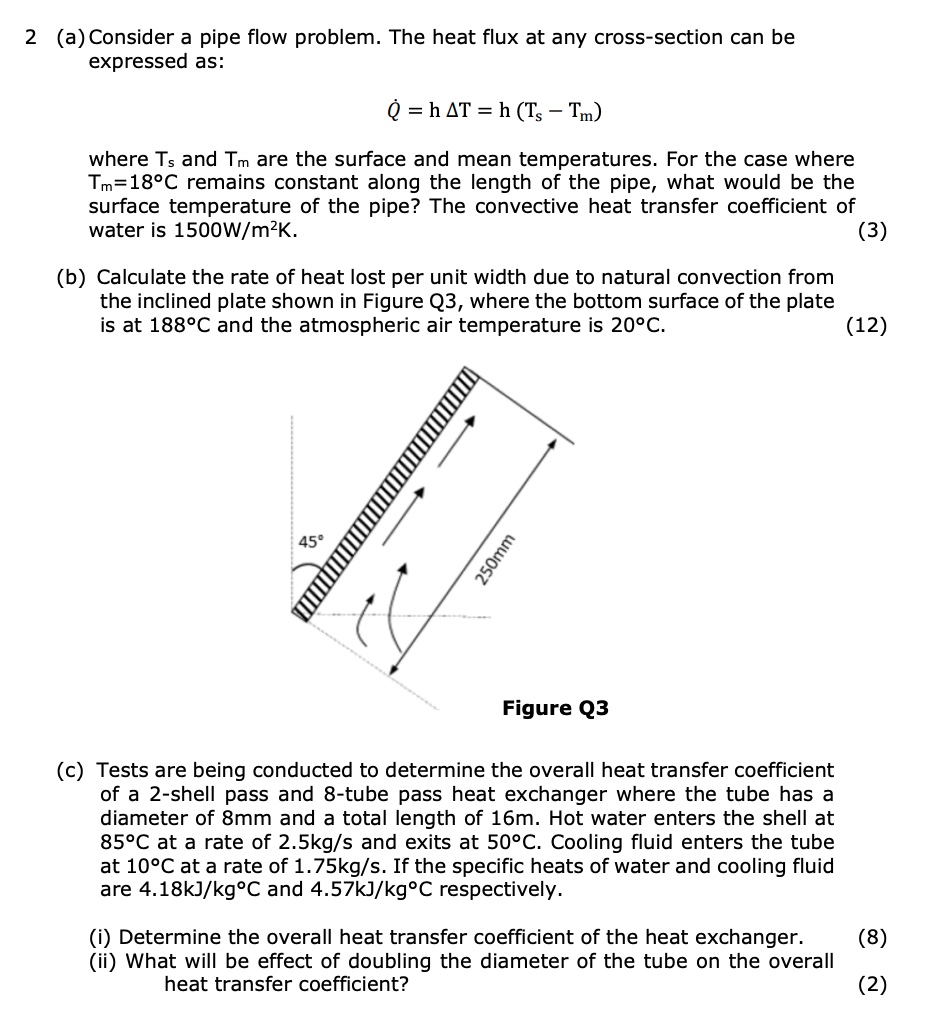 2 (a) Consider a pipe flow problem. The heat flux at | Chegg.com