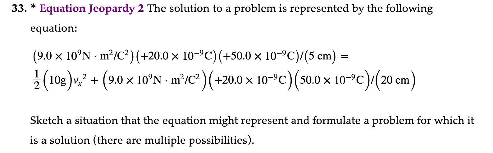 Solved 33. * Equation Jeopardy 2 The solution to a problem | Chegg.com