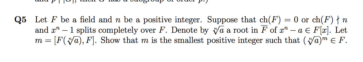 Solved Q5 Let F be a field and n be a positive integer. | Chegg.com