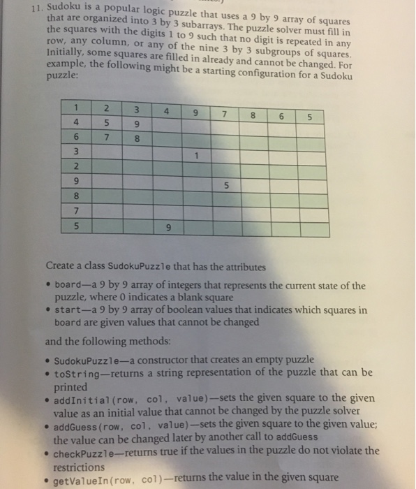 Solved: 11. Sudoku Is A Popular Logic Puzzle That Uses A 9... | Chegg.com