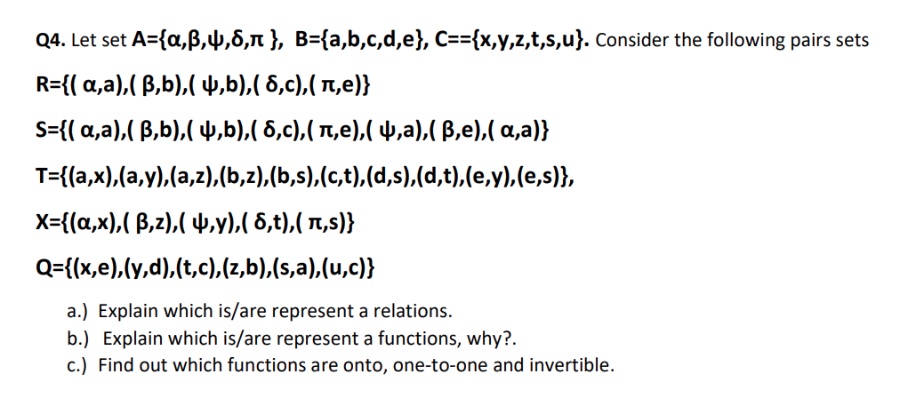 Solved Q4 Let Set A A Ss 4 6 1 B A B C D E C X Y Chegg Com