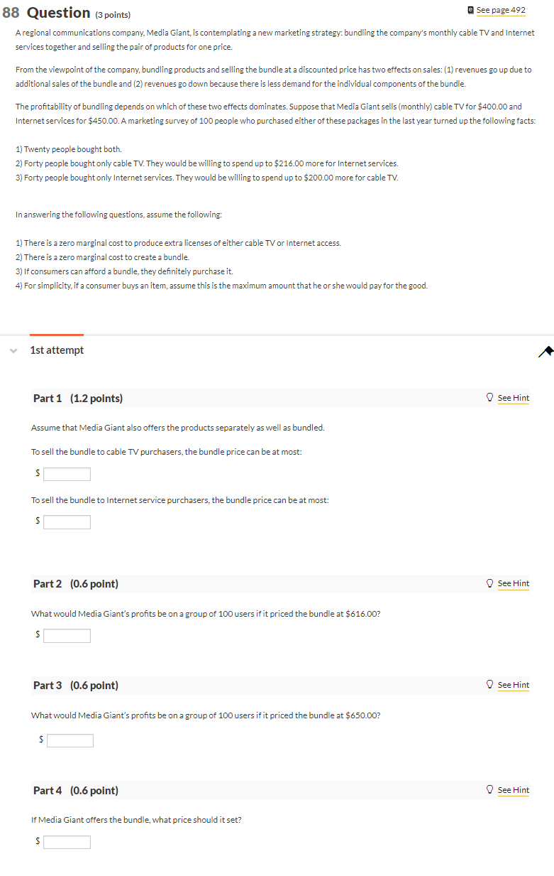 Solved 88 Question (3 points ) Q See page 492 A regional | Chegg.com