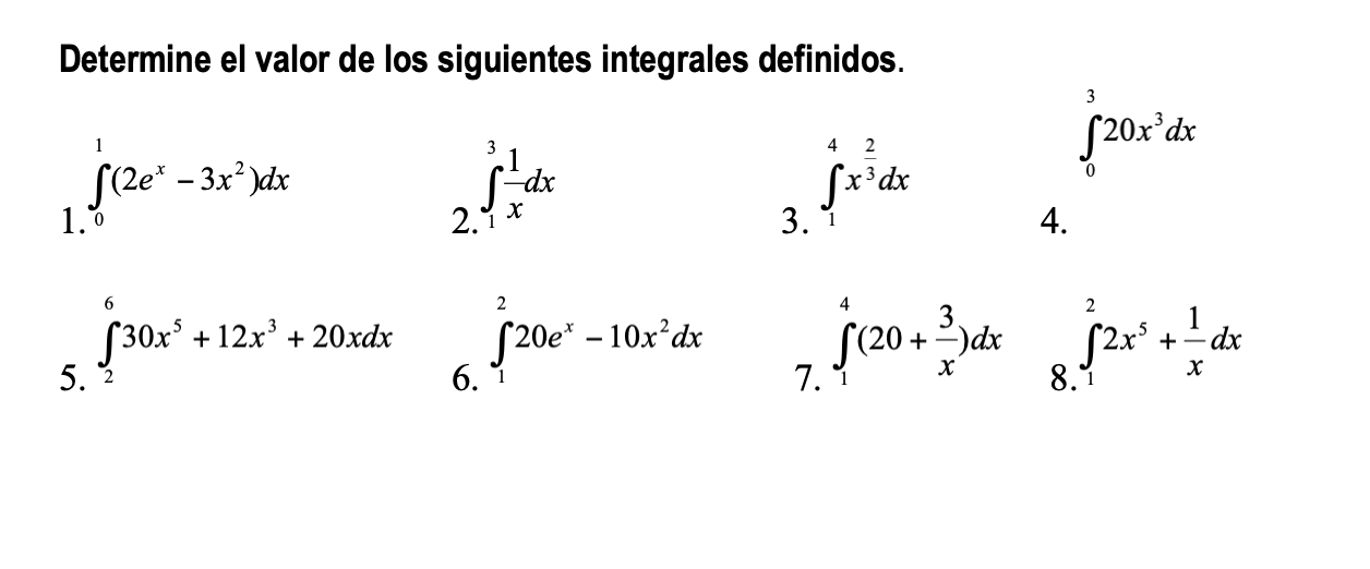 Solved Determine El Valor De Los Siguientes Integrales | Chegg.com