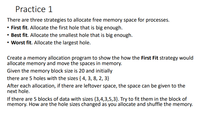 Solved Practice 1 There are three strategies to allocate | Chegg.com