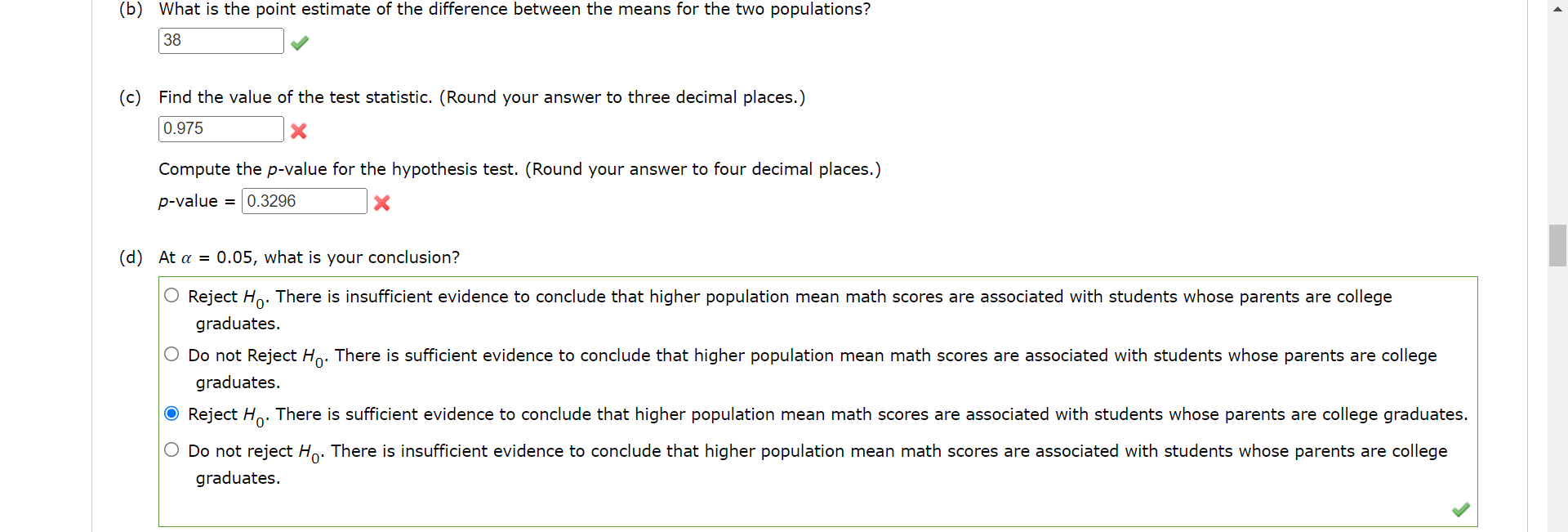 Answered: The College Board provided comparisons…