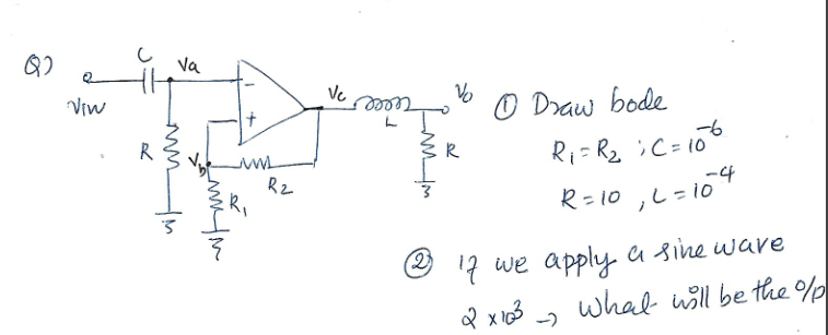Solved Q)(1) ﻿Draw bodeR1=R2;C=10-6R=10,L=10-4(2) ﻿If we | Chegg.com