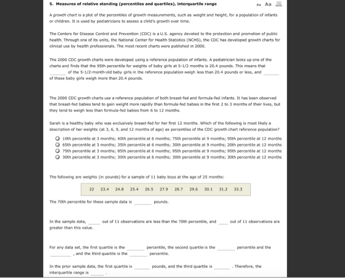 Solved 5. Measures of relative standing (percentiles and | Chegg.com