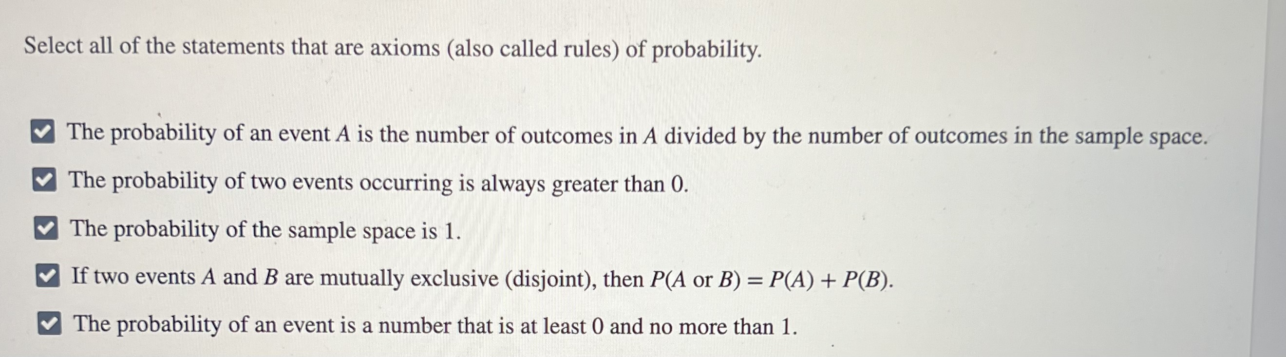 Solved Select All Of The Statements That Are Axioms Also Chegg Com