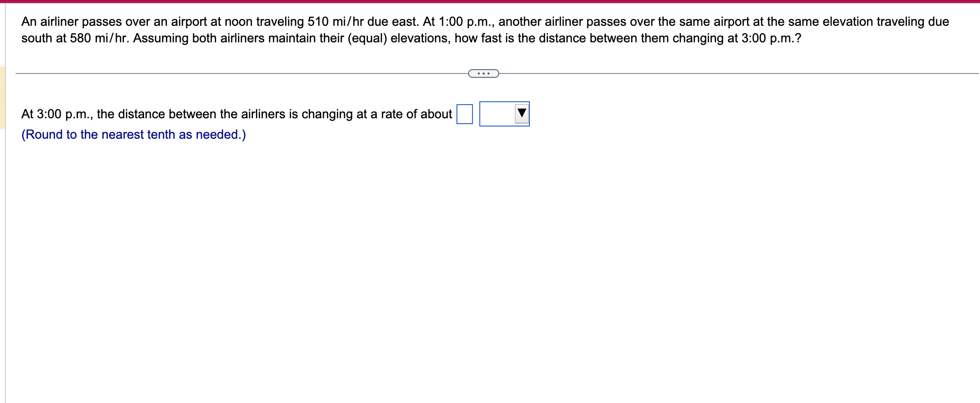 Solved An airliner passes over an airport at noon traveling | Chegg.com