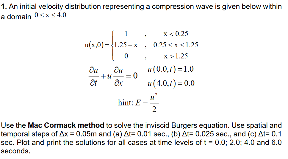 Solved 1. An initial velocity distribution representing a | Chegg.com