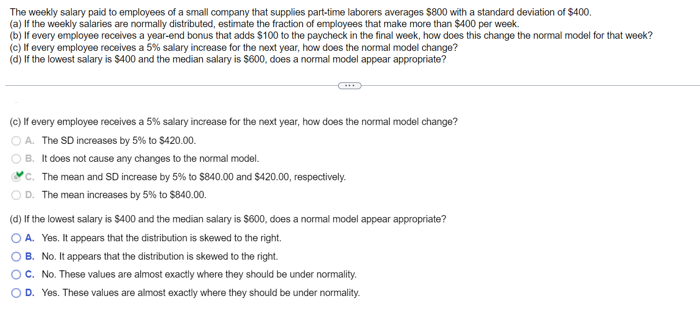 Solved The weekly salary paid to employees of a small | Chegg.com