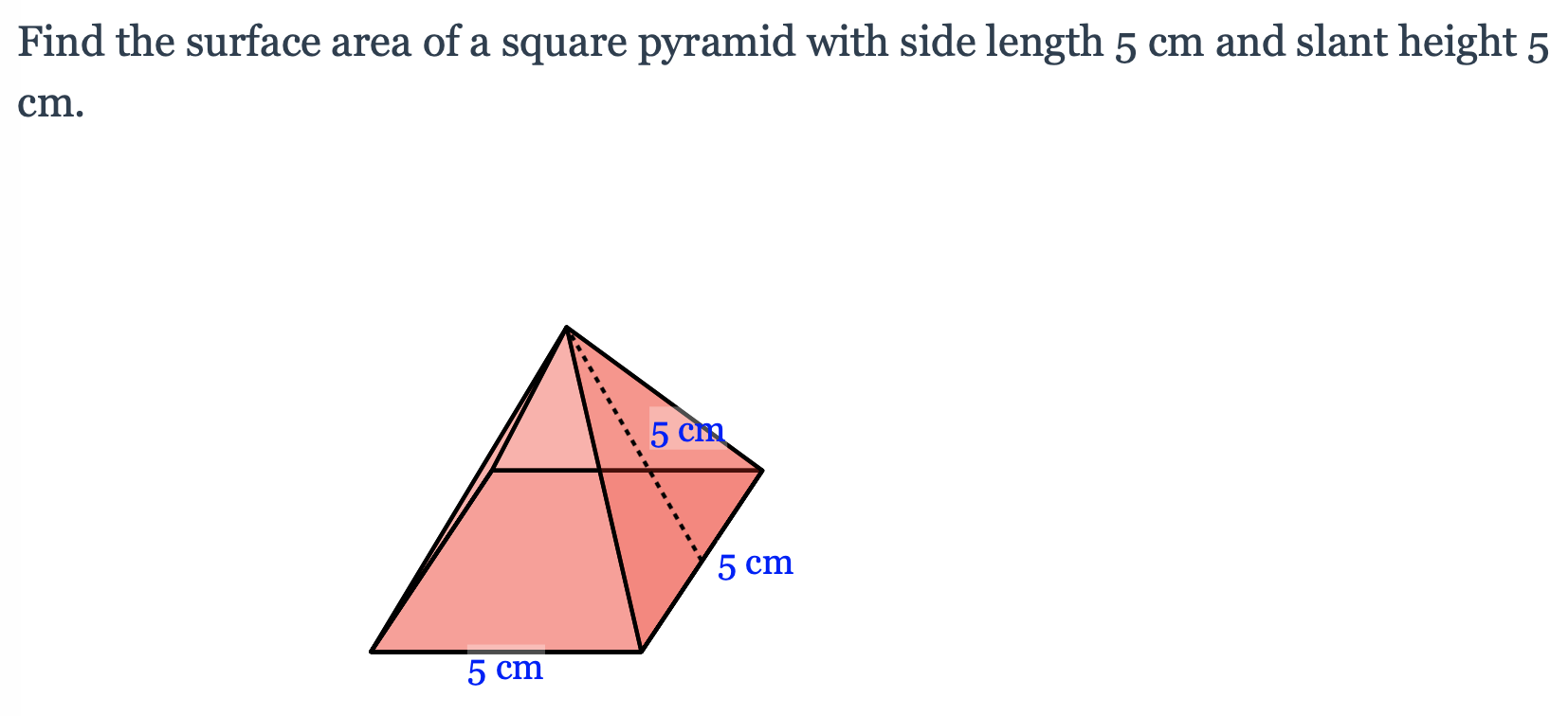 Solved Find the surface area of a square pyramid with side  Chegg.com