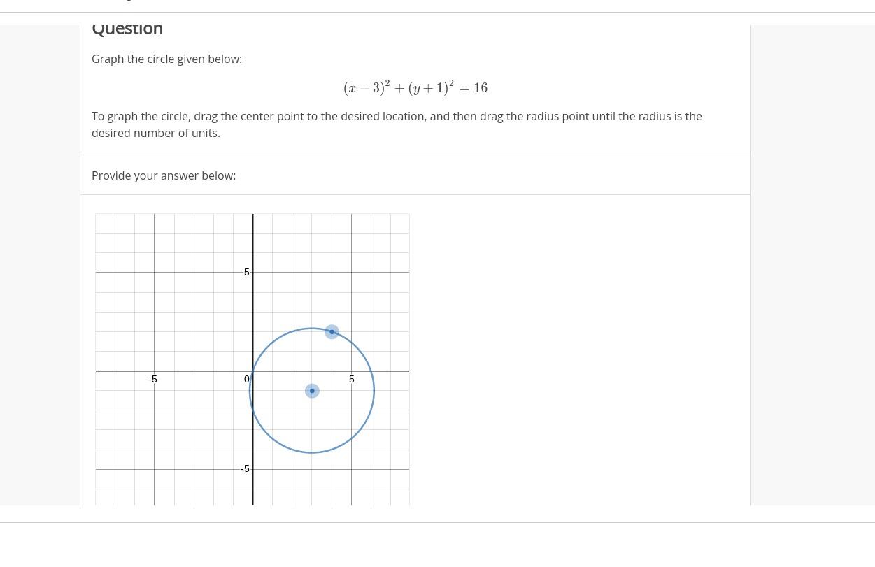 Solved Question Graph the circle given below: (x - 3)² + (y | Chegg.com