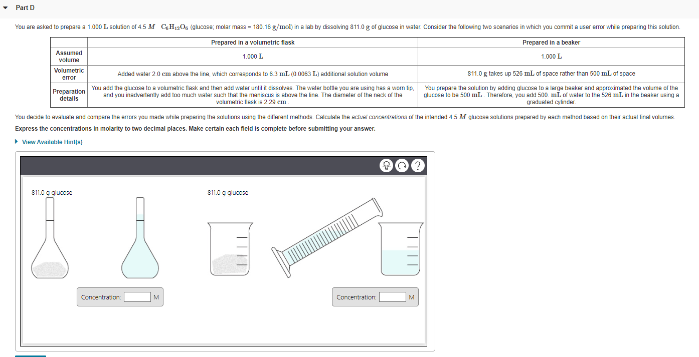 Solved The solution concentration unit of molarity (M) is