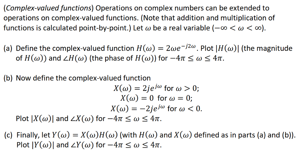 Solved (Complex-valued functions) Operations on complex | Chegg.com