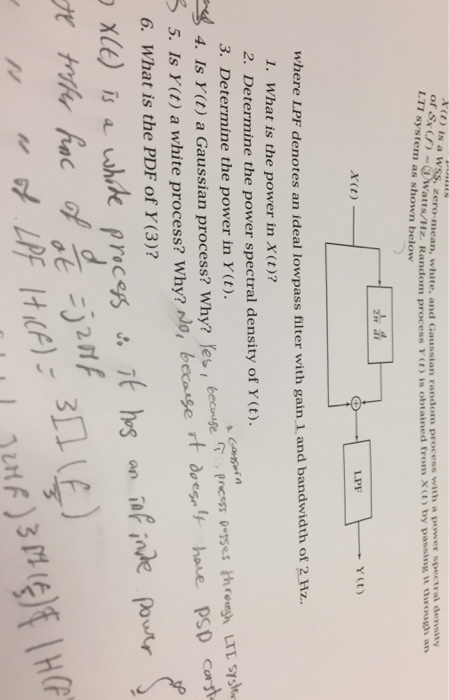 X t Is A WSS Zero mean White And Gaussian Random Chegg