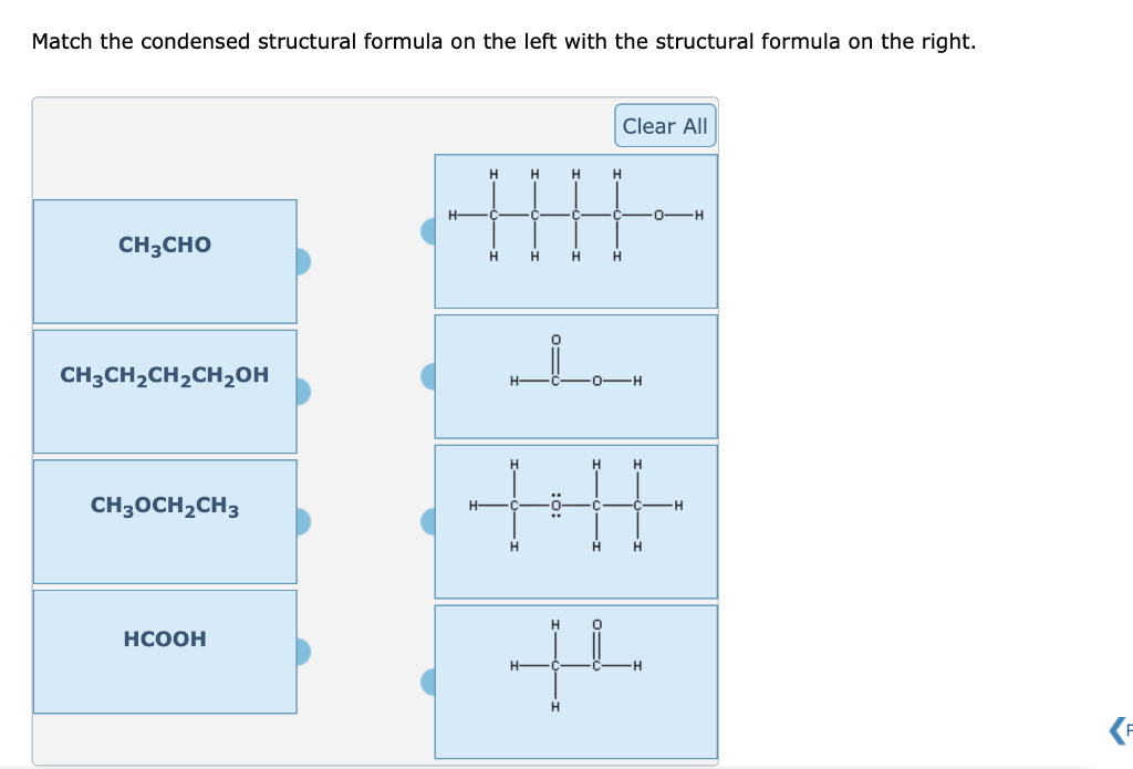 Solved Match the condensed structural formula on the left | Chegg.com